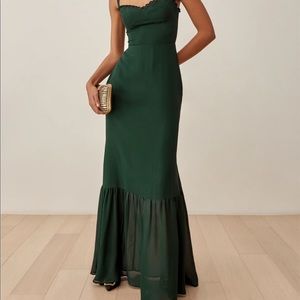 NWT Reformation Jasen Dress in Forest, Size 10